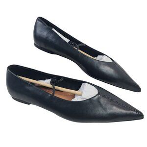 ASOS Design Lithe Pointed Toe Ballet Flats With Vamp Tie Black Sz US 8